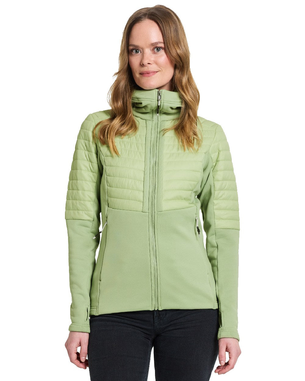 Soft Green coloured Didriksons Womens Annema Full Zip 6 on white background