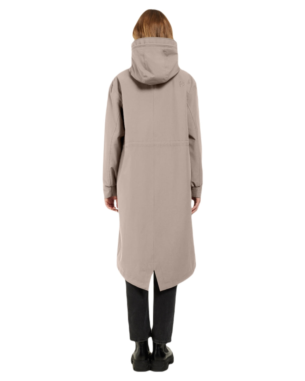 Ash Brown coloured Didriksons Womens Astrid Parka Long on white background