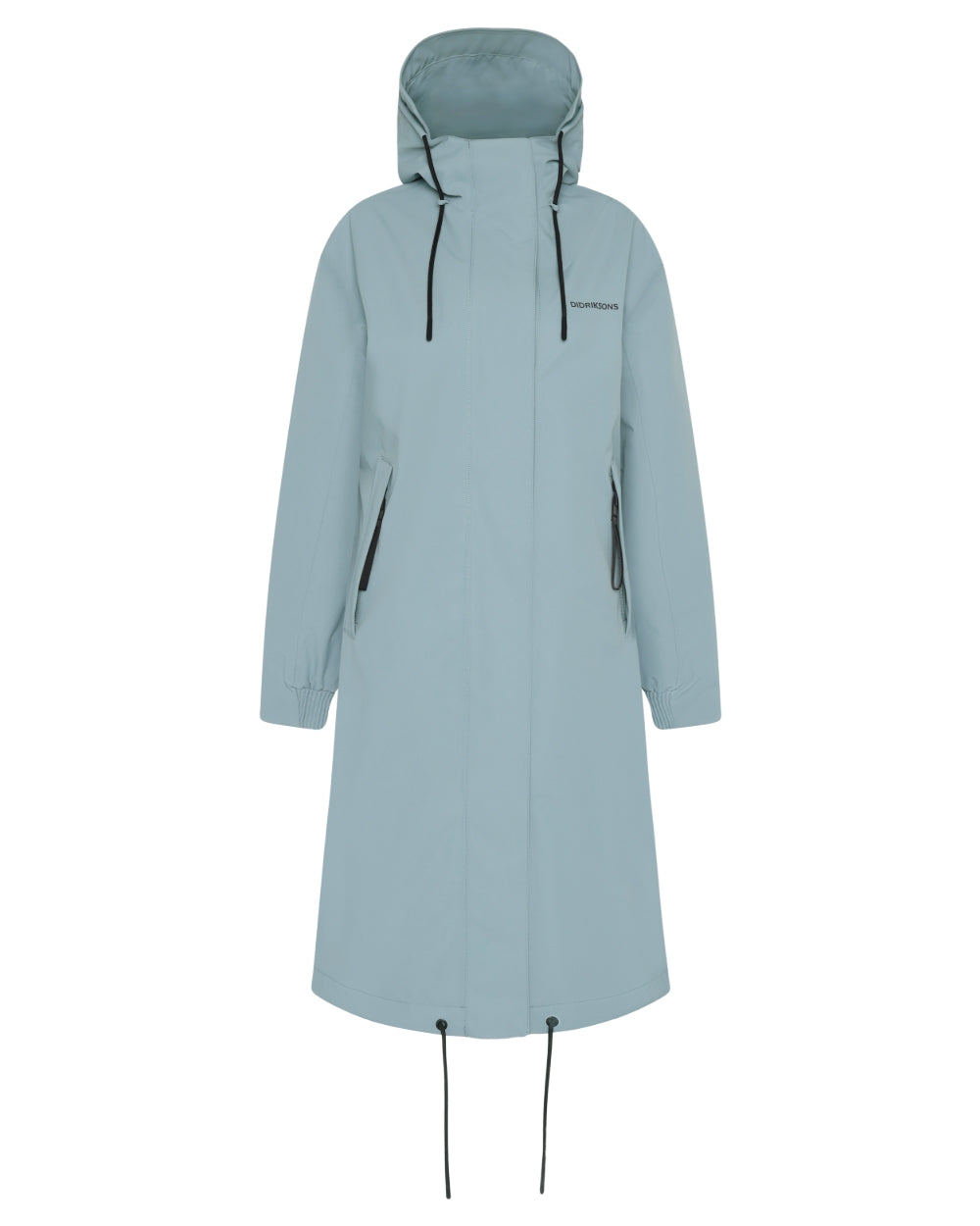 Factory Blue coloured Didriksons Womens Astrid Parka Long on white background