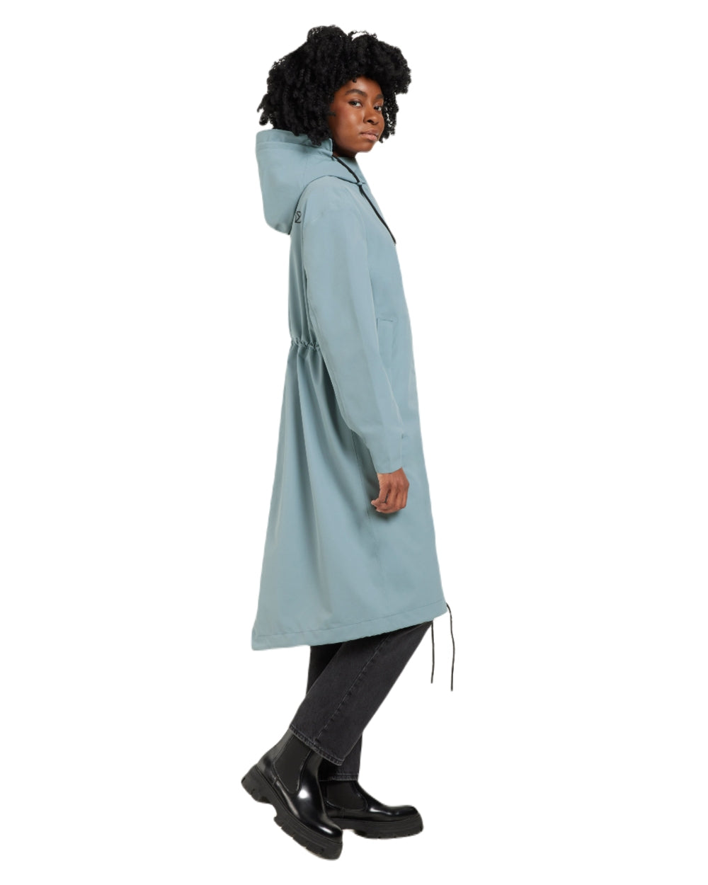 Factory Blue coloured Didriksons Womens Astrid Parka Long on white background