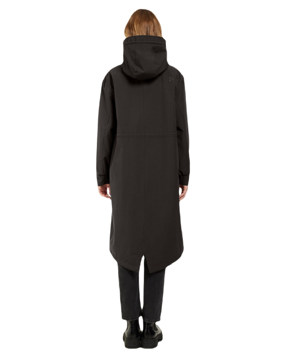 Black coloured Didriksons Womens Astrid Parka Long on white background