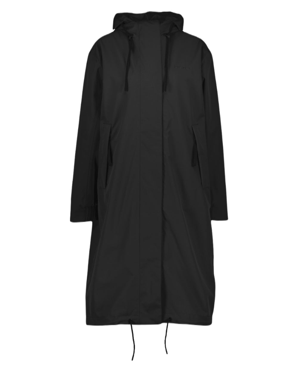 Black coloured Didriksons Womens Astrid Parka Long on white background