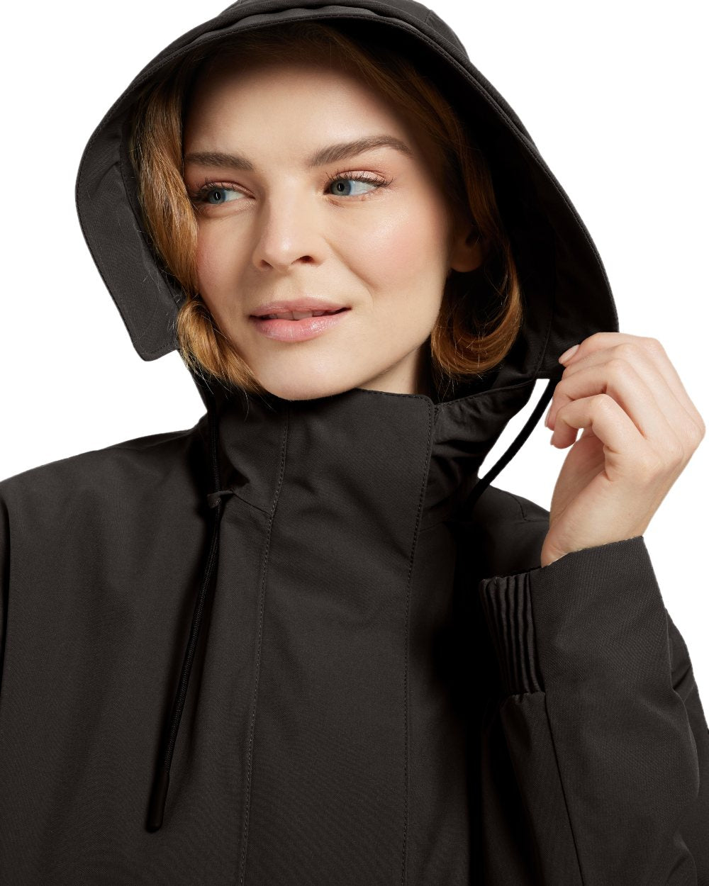Black coloured Didriksons Womens Astrid Parka Long on white background