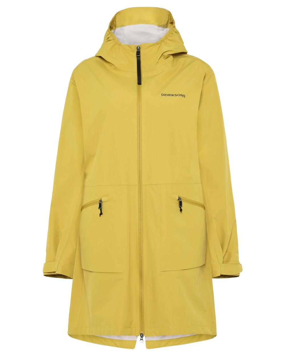 Yellow Pollen coloured Didriksons Womens Eliana Parka on white background