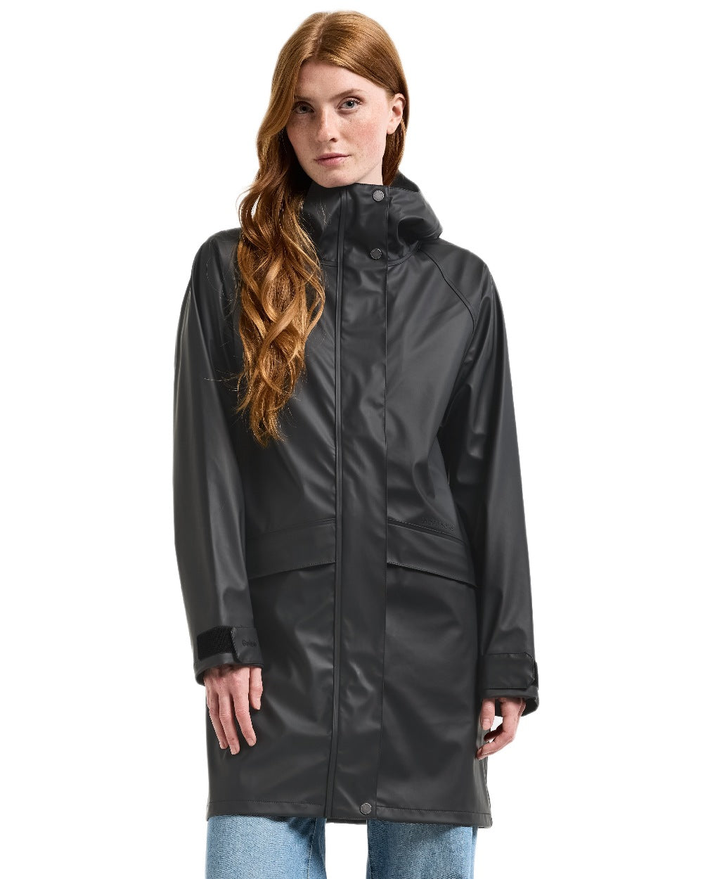 Black Coloured Didriksons Womens Elly Galon Parka on white background