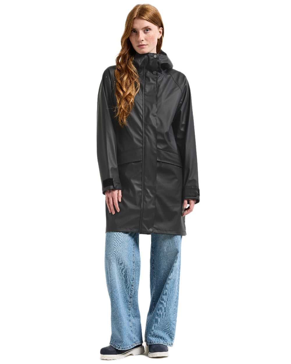 Dark Night Blue Coloured Didriksons Womens Elly Galon Parka on white background