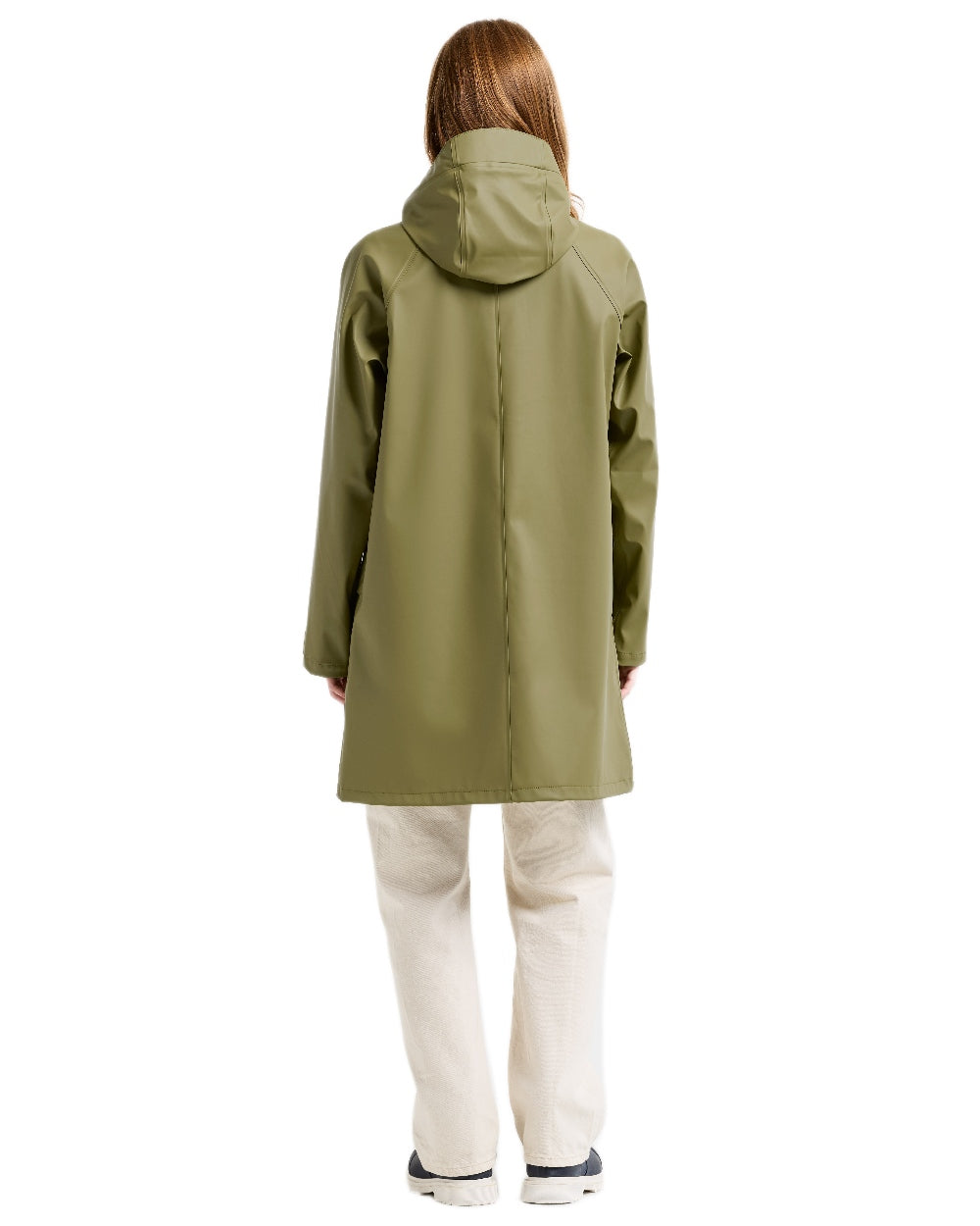 Olive Green Coloured Didriksons Womens Elly Galon Parka on white background