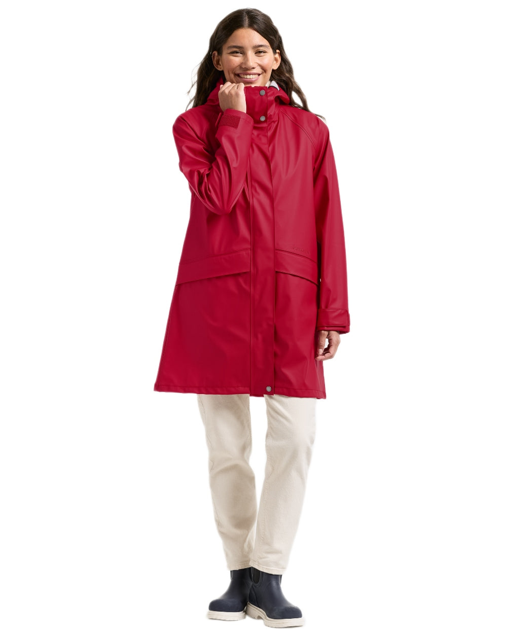 Spring Red Coloured Didriksons Womens Elly Galon Parka on white background