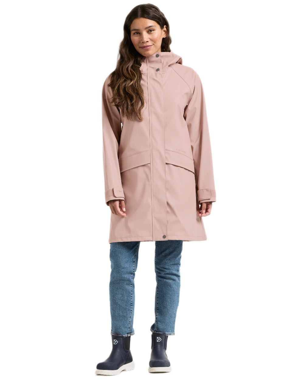 Vintage Pink Coloured Didriksons Womens Elly Galon Parka on white background