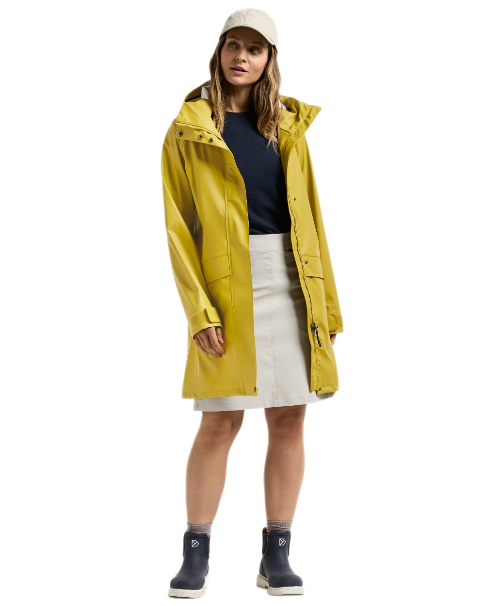 Yellow Pollen Coloured Didriksons Womens Elly Galon Parka on white background