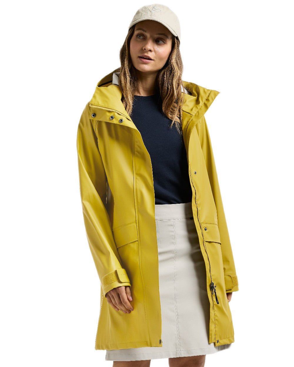 Yellow Pollen Coloured Didriksons Womens Elly Galon Parka on white background