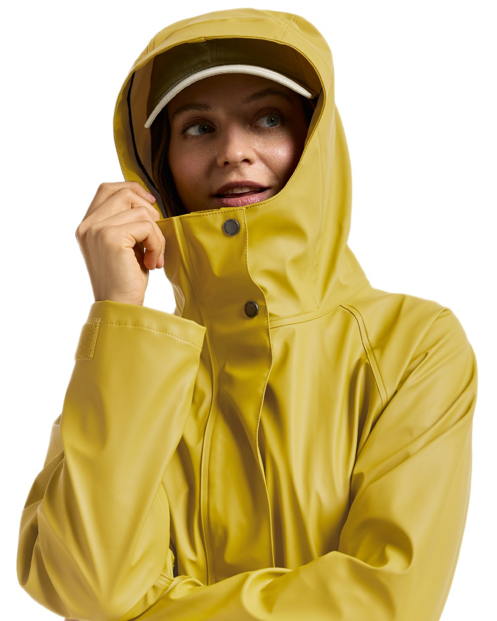 Yellow Pollen Coloured Didriksons Womens Elly Galon Parka on white background