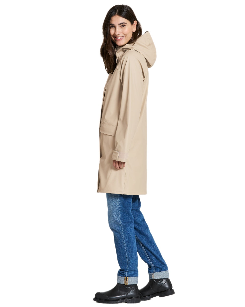 Clay Beige coloured Didriksons Womens Elly Parka 4 on white background