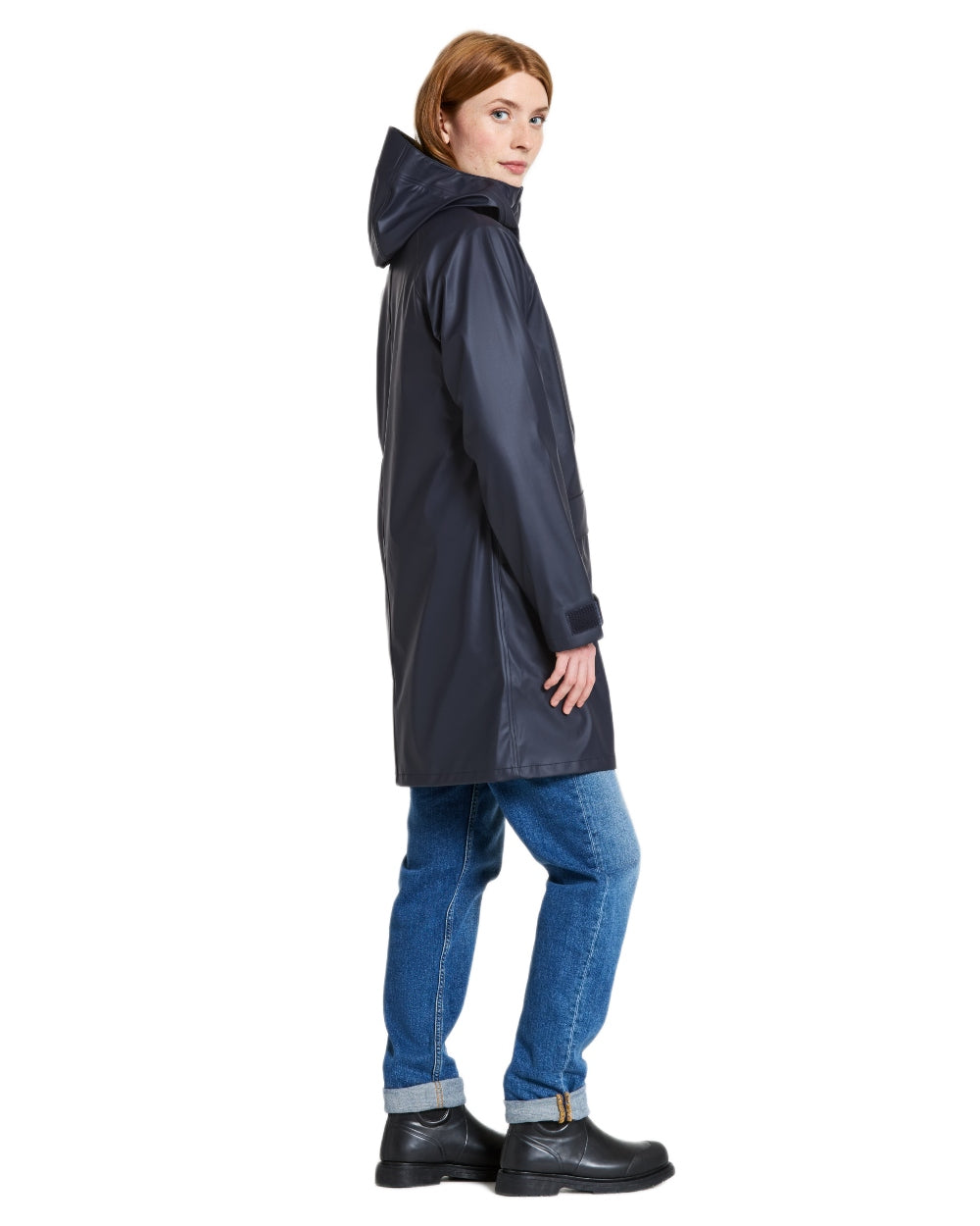 Dark Night Blue coloured Didriksons Womens Elly Parka 4 on white background