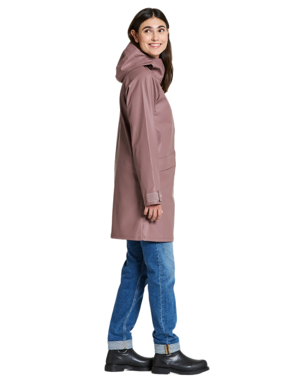 Faded Wine Blue coloured Didriksons Womens Elly Parka 4 on white background
