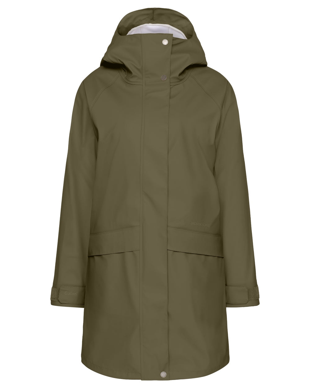 Fog Green coloured Didriksons Womens Elly Parka 4 on white background