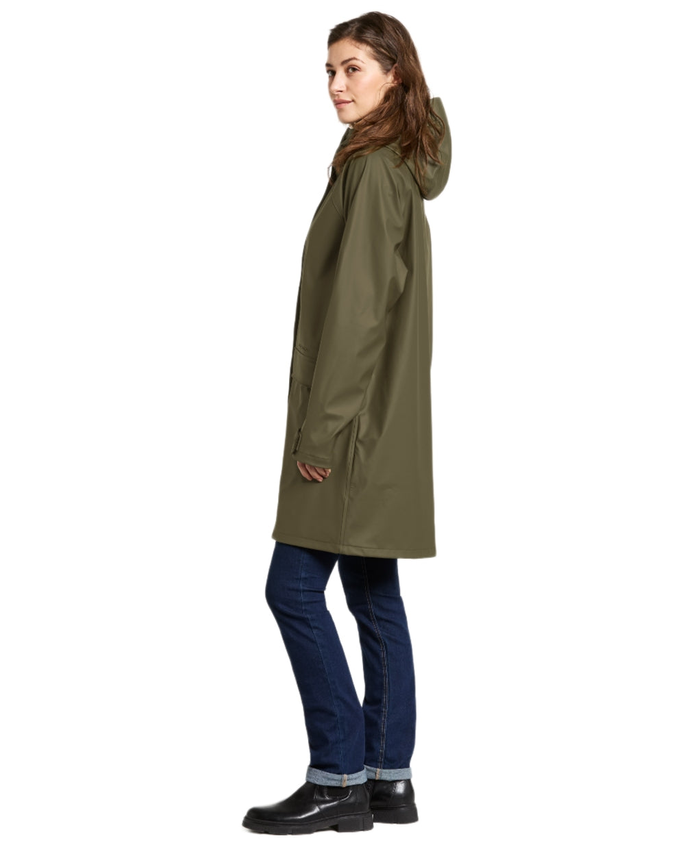 Fog Green coloured Didriksons Womens Elly Parka 4 on white background