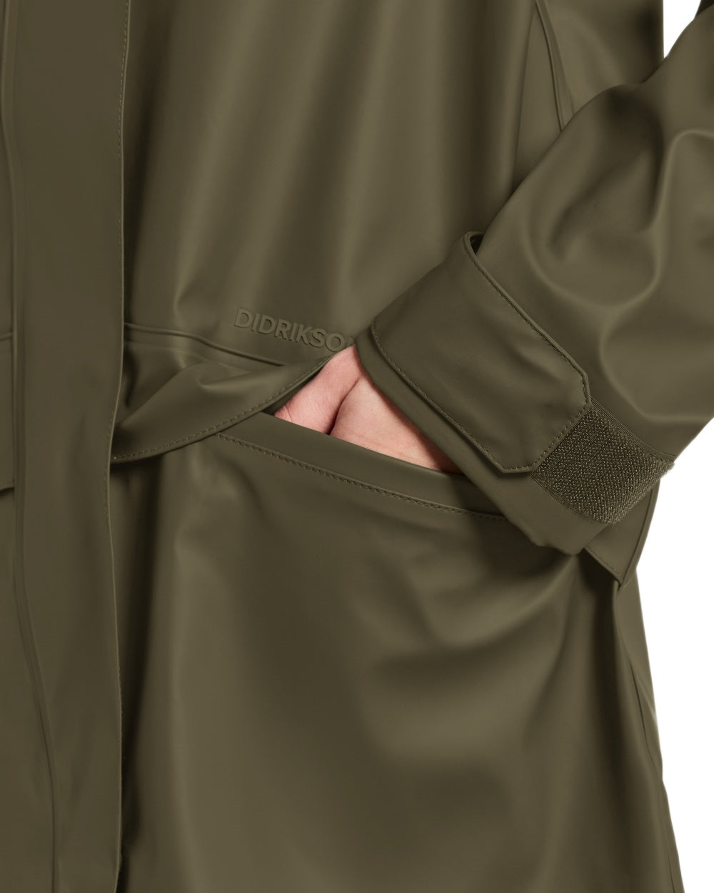 Fog Green coloured Didriksons Womens Elly Parka 4 on white background