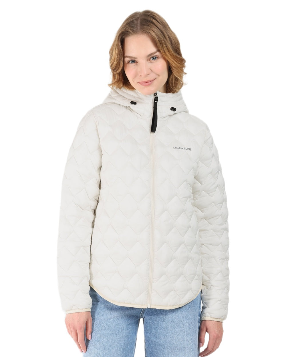 White Foam coloured Didriksons Womens Evelyn Jacket on white background