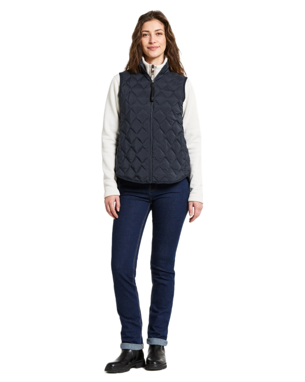 Sleepy Blue coloured Didriksons Womens Evy Vest on white background