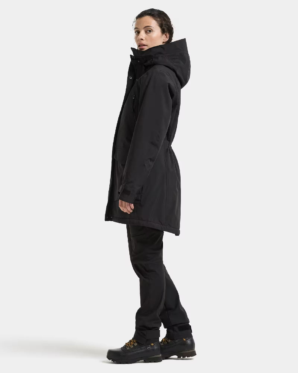 Black Coloured Didriksons Womens Felia Parka on White Background
