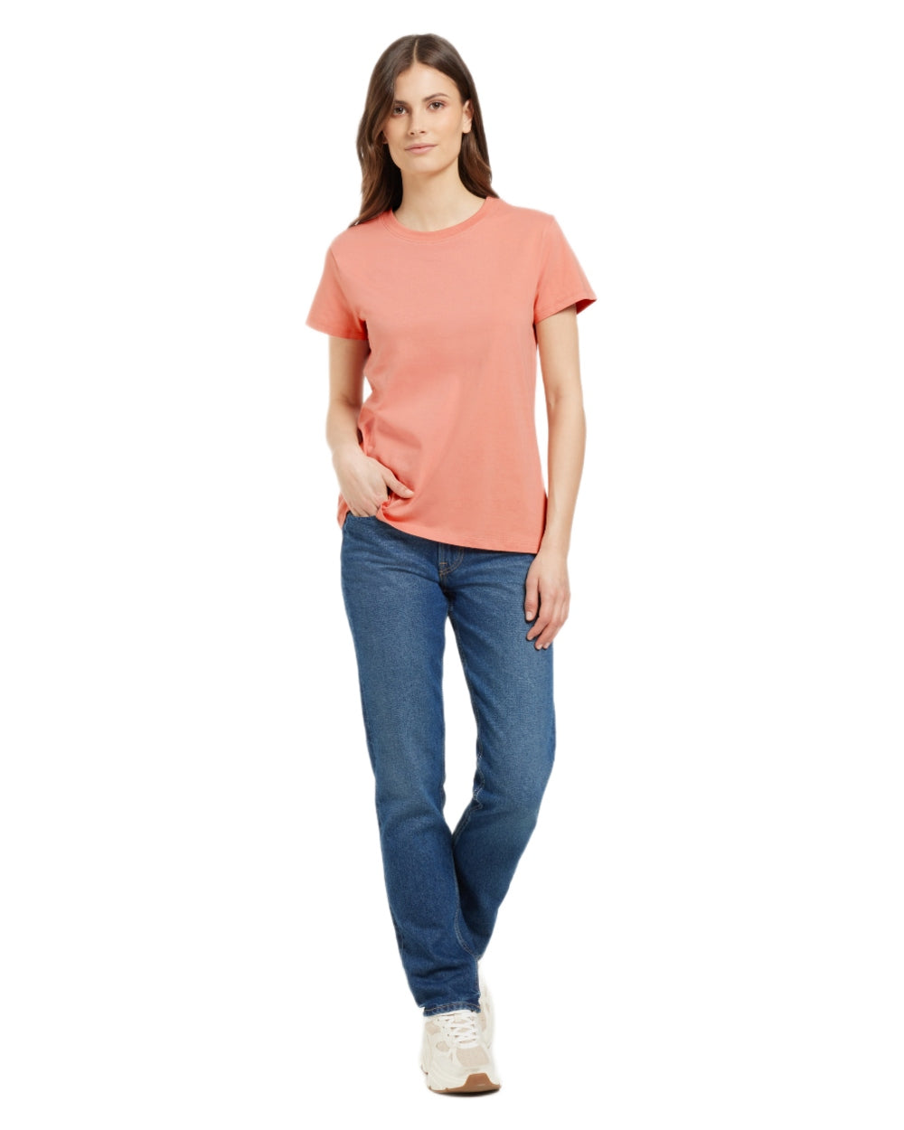 Clay Pink coloured Didriksons Womens Ingaro T-Shirt on white background