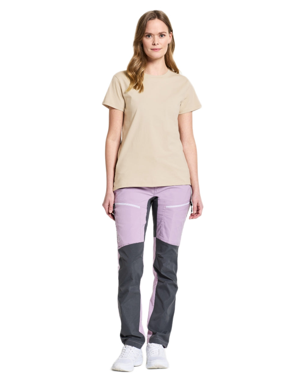 Light Beige coloured Didriksons Womens Ingaro T-Shirt on white background