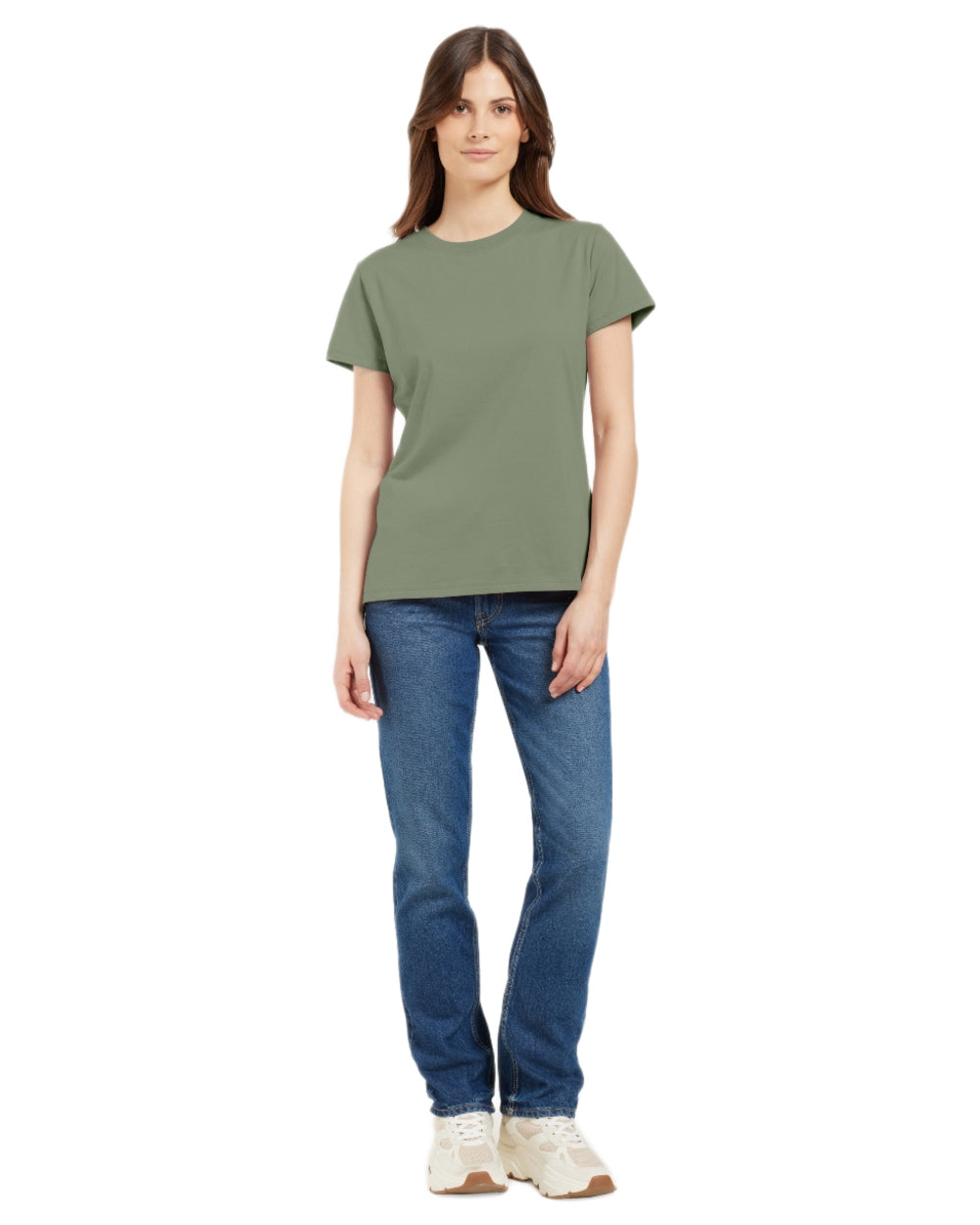 Light Moss coloured Didriksons Womens Ingaro T-Shirt on white background