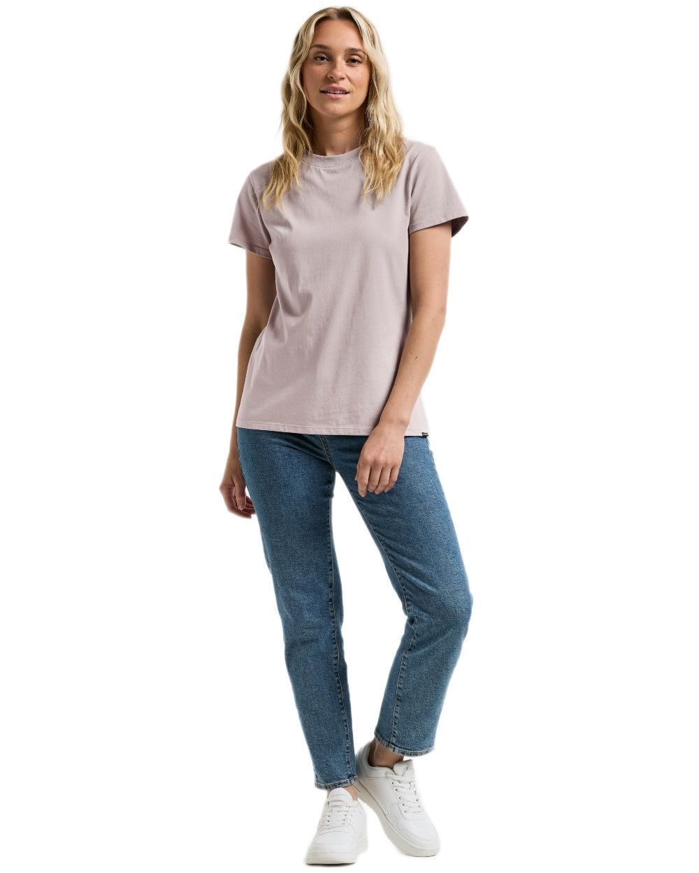 Sunrise Mist coloured Didriksons Womens Ingaro T-Shirt on white background