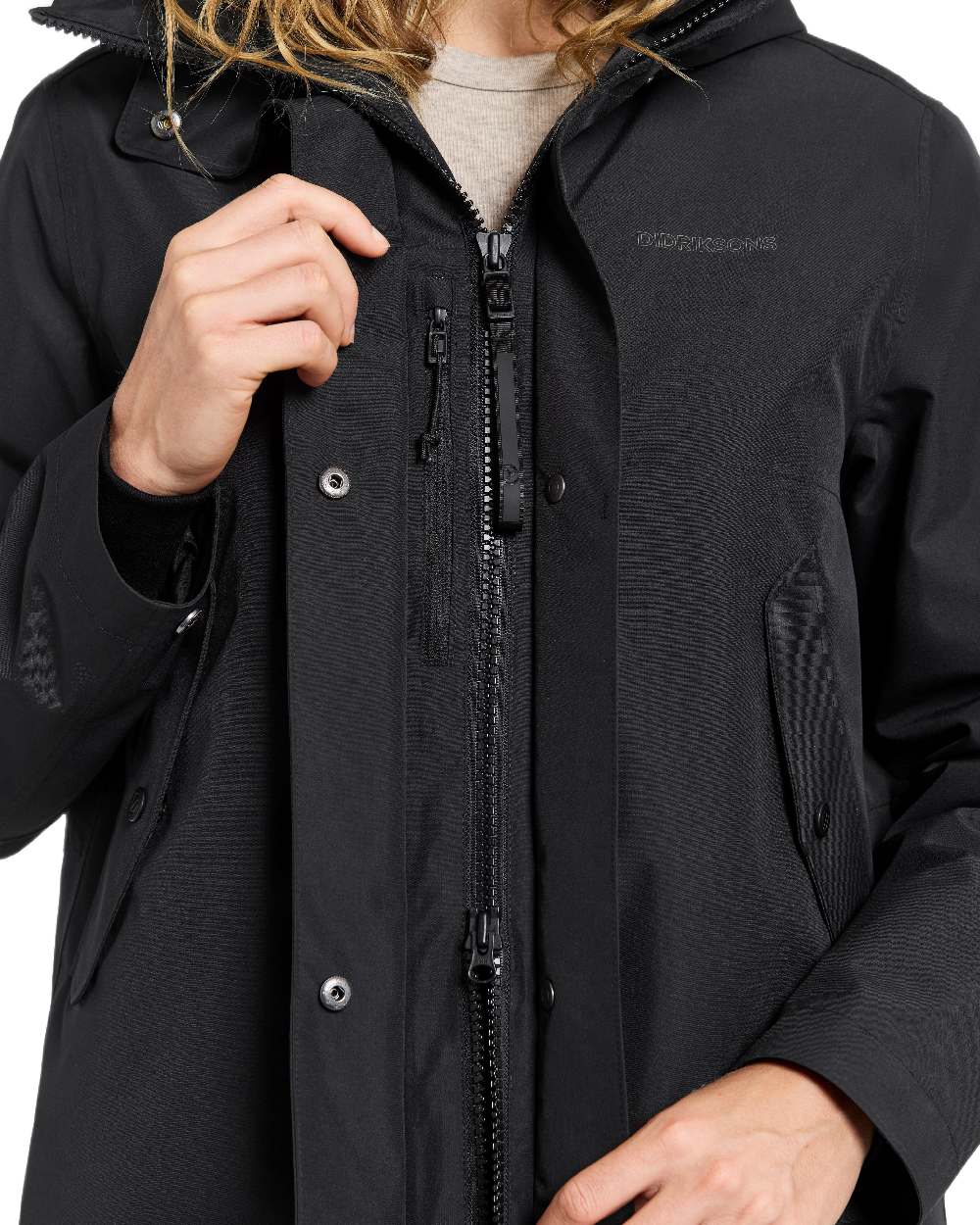Black Coloured Didriksons Womens Iris Parka on white background