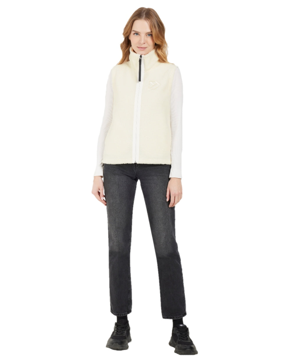 White Foam coloured Didriksons Womens Kiana Vest on white background
