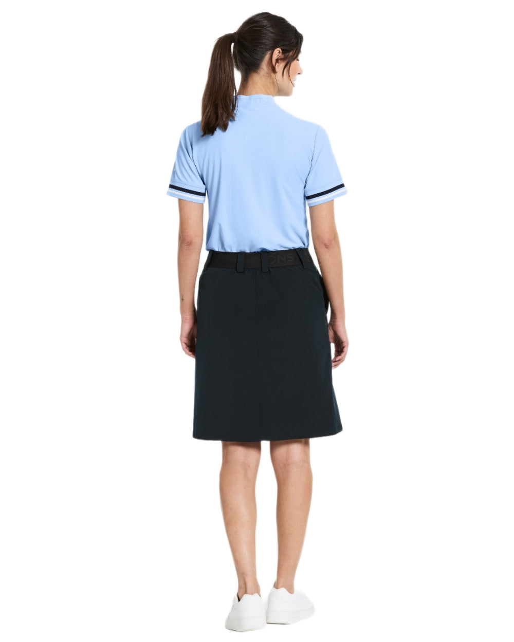 Dark Night Blue coloured Didriksons Womens Liv Skirt on white background