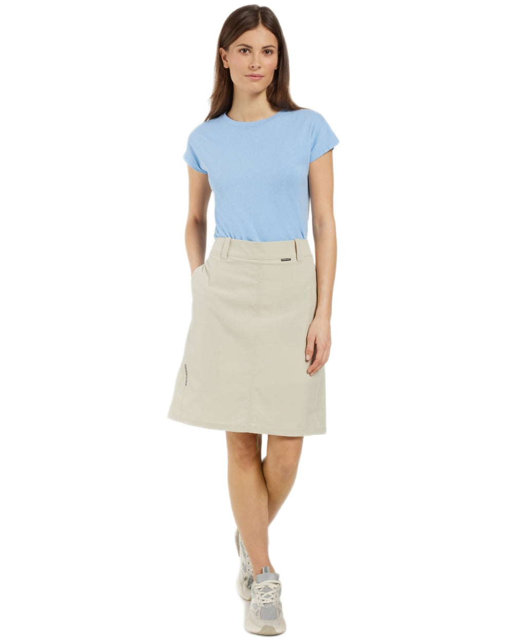 Light Beige coloured Didriksons Womens Liv Skirt on white background