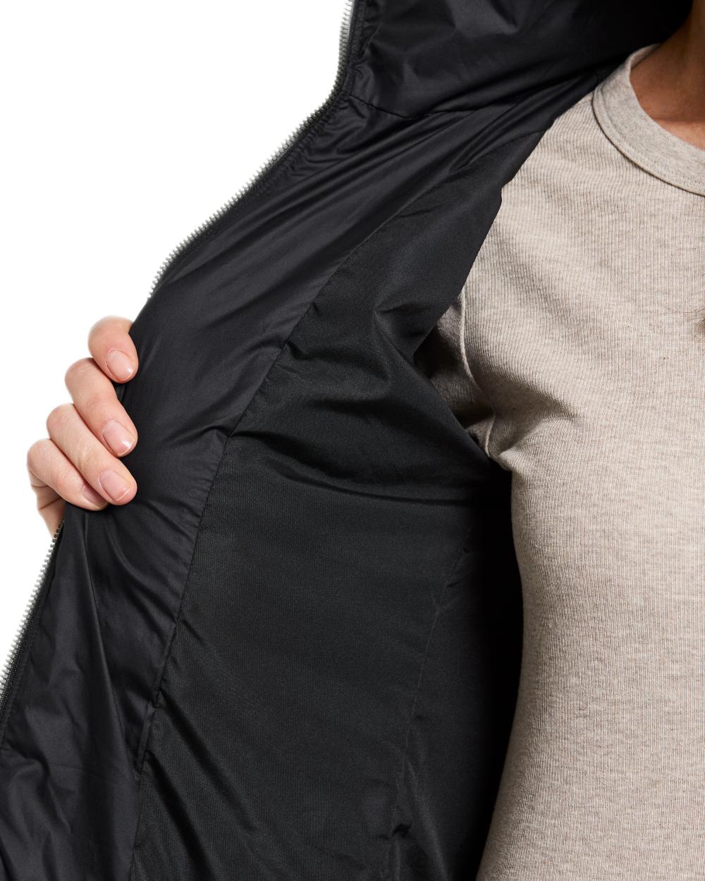 Black coloured Didriksons Womens Lykke Long Parka on white background