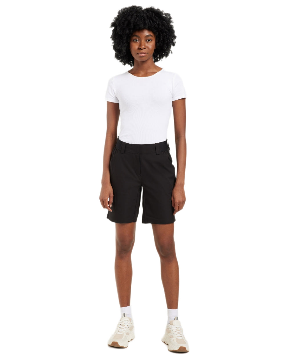 Black coloured Didriksons Womens Maja Shorts on white background