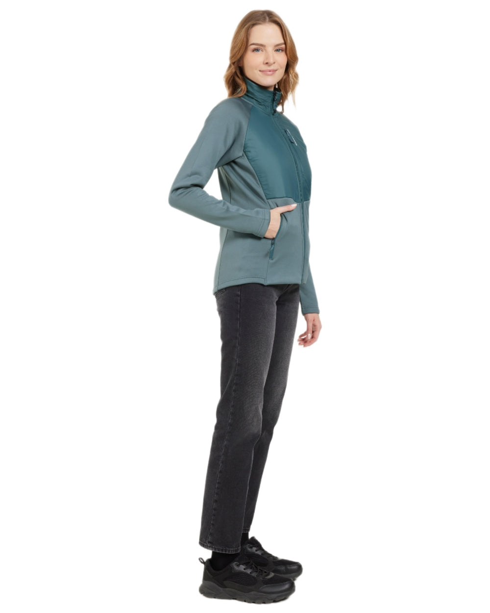 Factory Blue coloured Didriksons Womens Mija Full Zip Jacket on white background