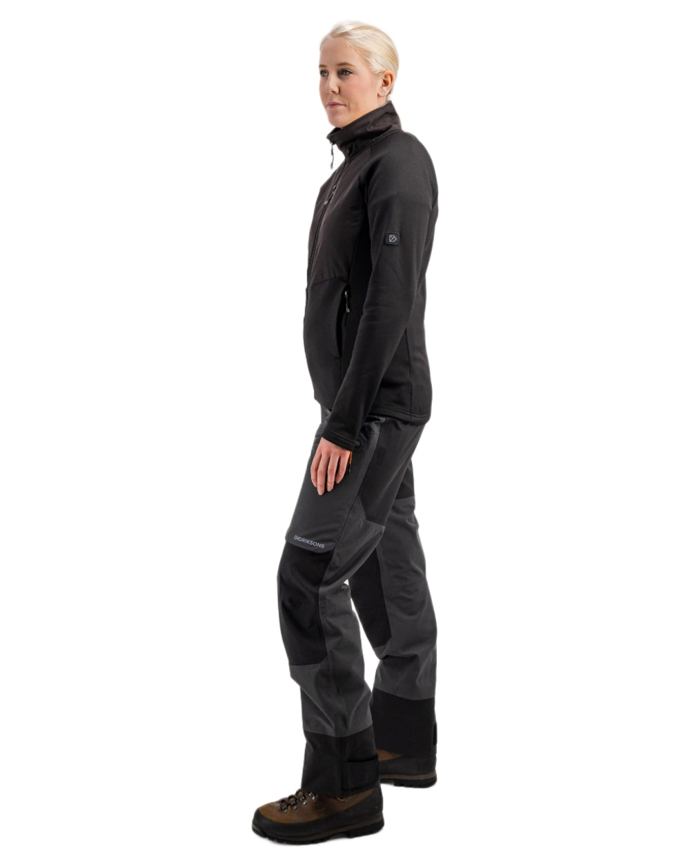 Black coloured Didriksons Womens Mistral Full Zip Sweater on white background