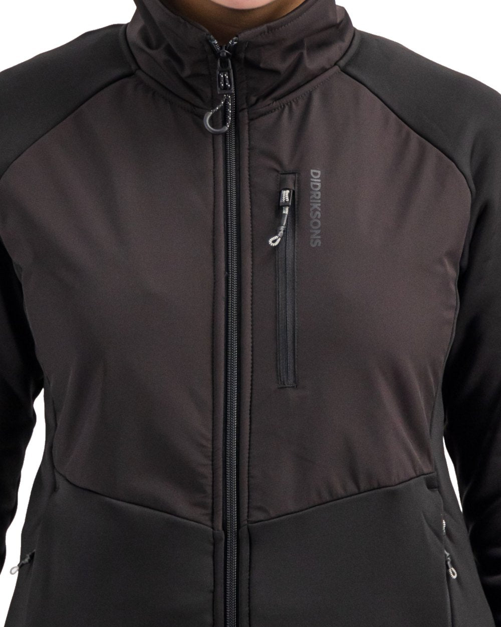 Black coloured Didriksons Womens Mistral Full Zip Sweater on white background