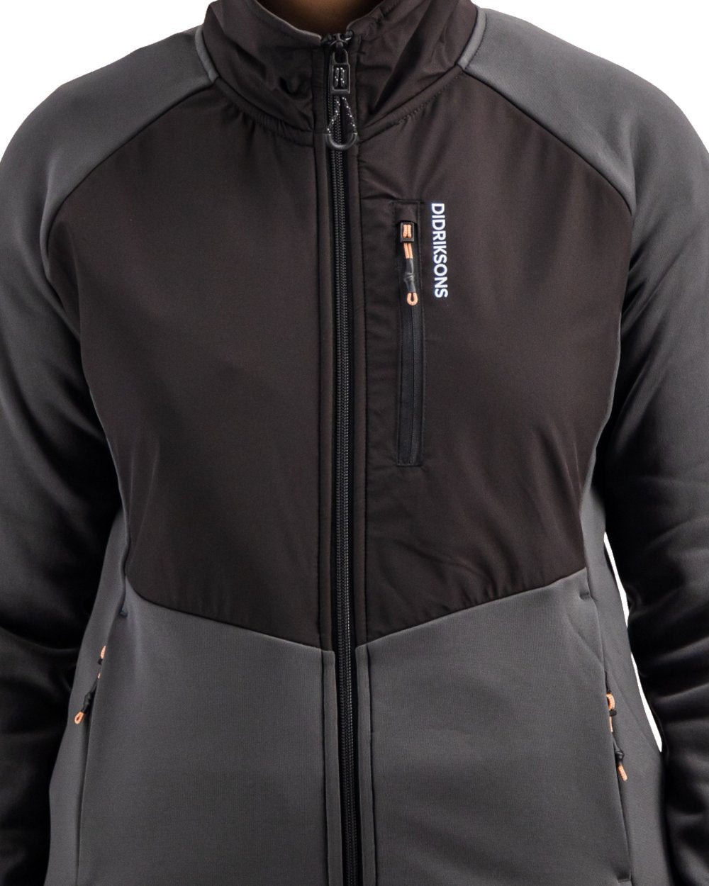 Coal Black coloured Didriksons Womens Mistral Full Zip Sweater on white background