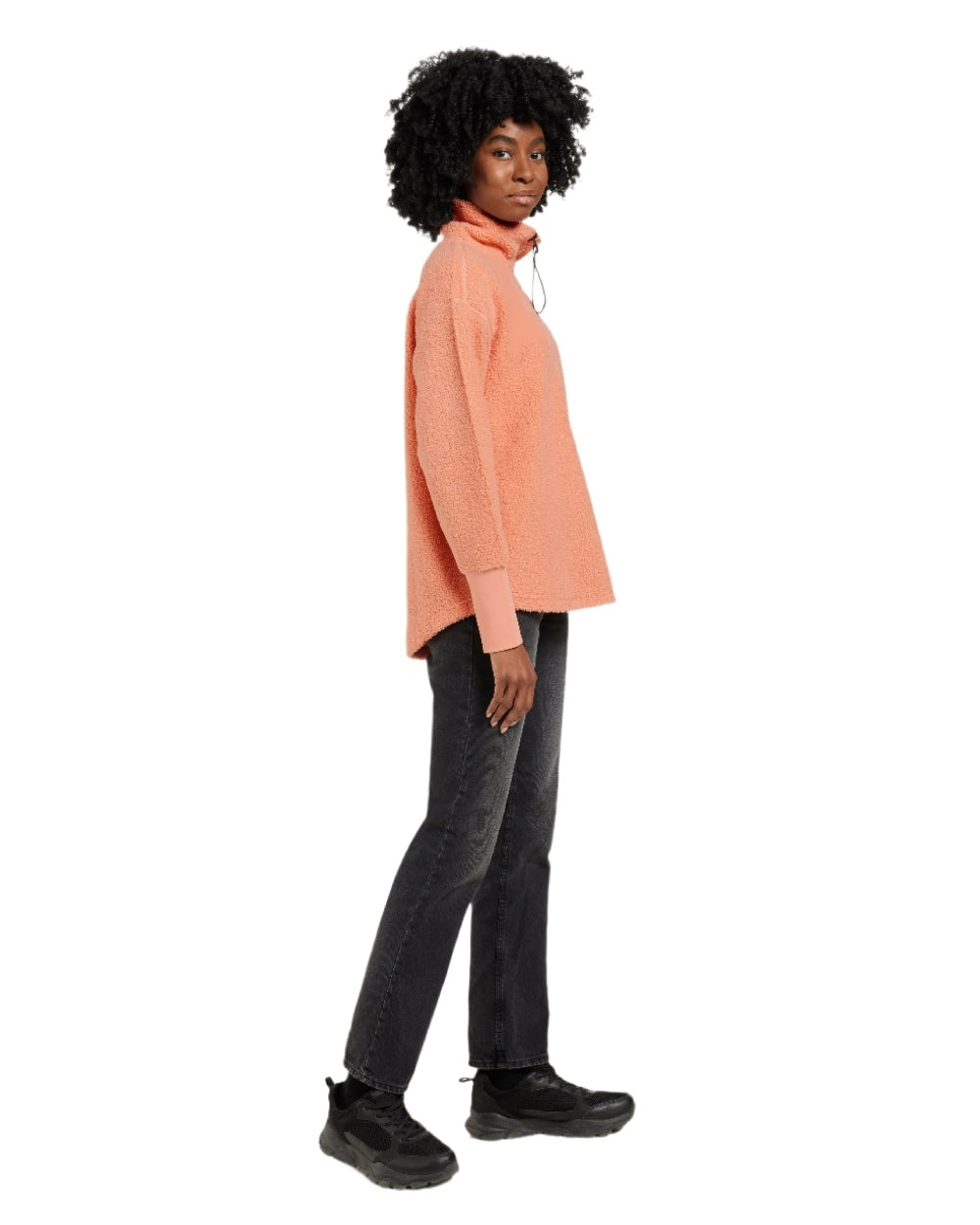 Clay Pink coloured Didriksons Womens Monia Half Zip Sweater on white background