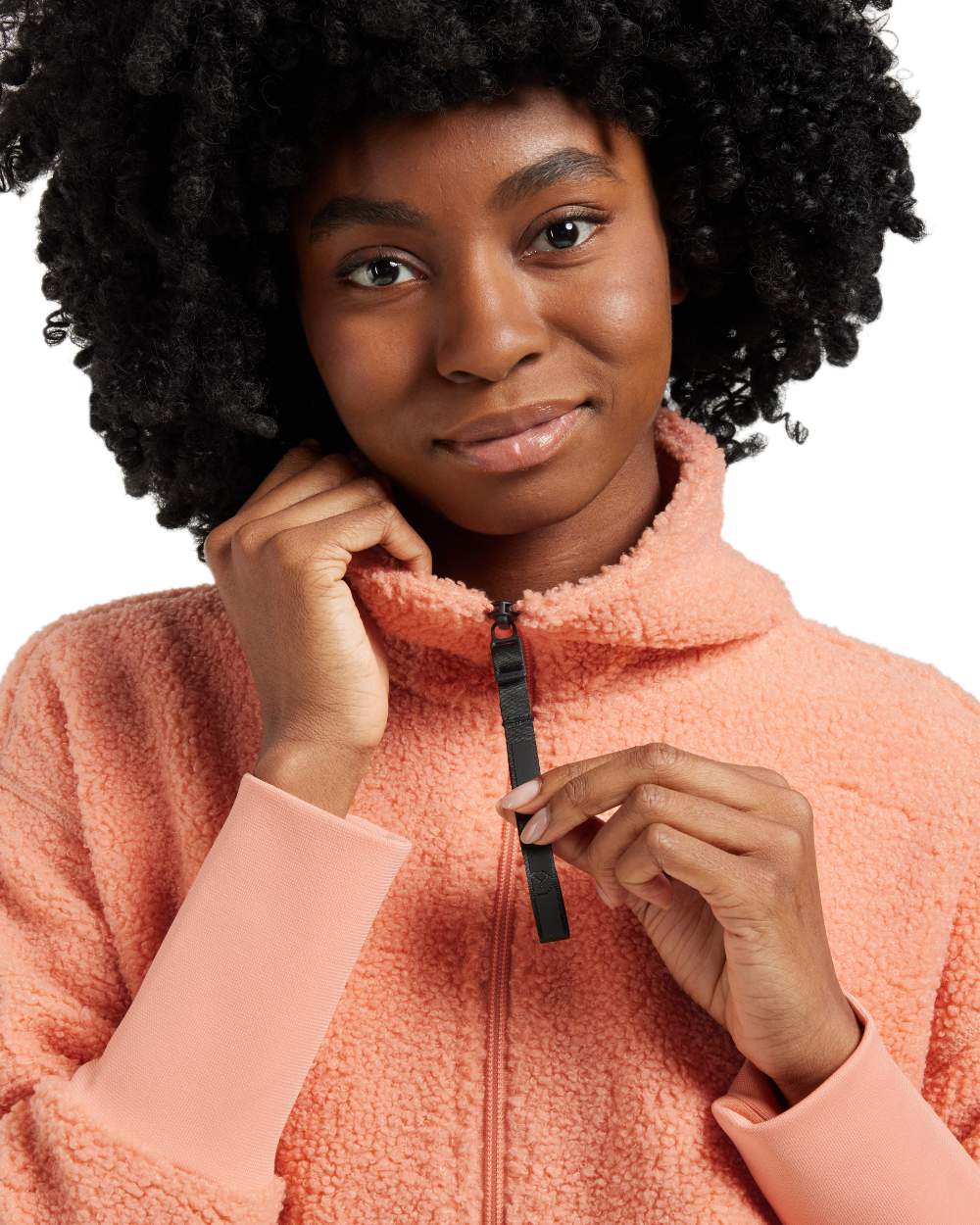 Clay Pink coloured Didriksons Womens Monia Half Zip Sweater on white background