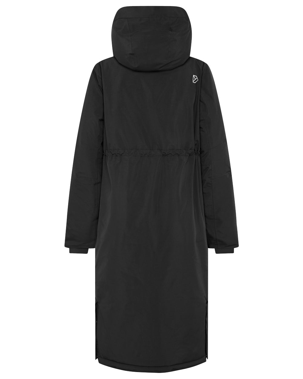 Black coloured Didriksons Womens Neja Long Parka on white background