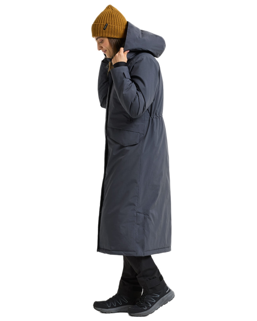 Sleepy Blue coloured Didriksons Womens Neja Long Parka on white background