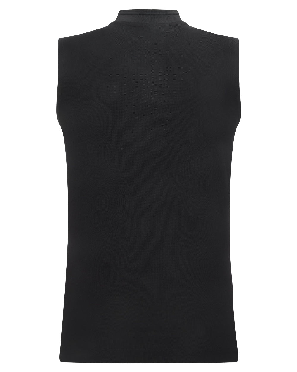 Black coloured Didriksons Womens Nikki Sleeveless Polo T-Shirt on white background
