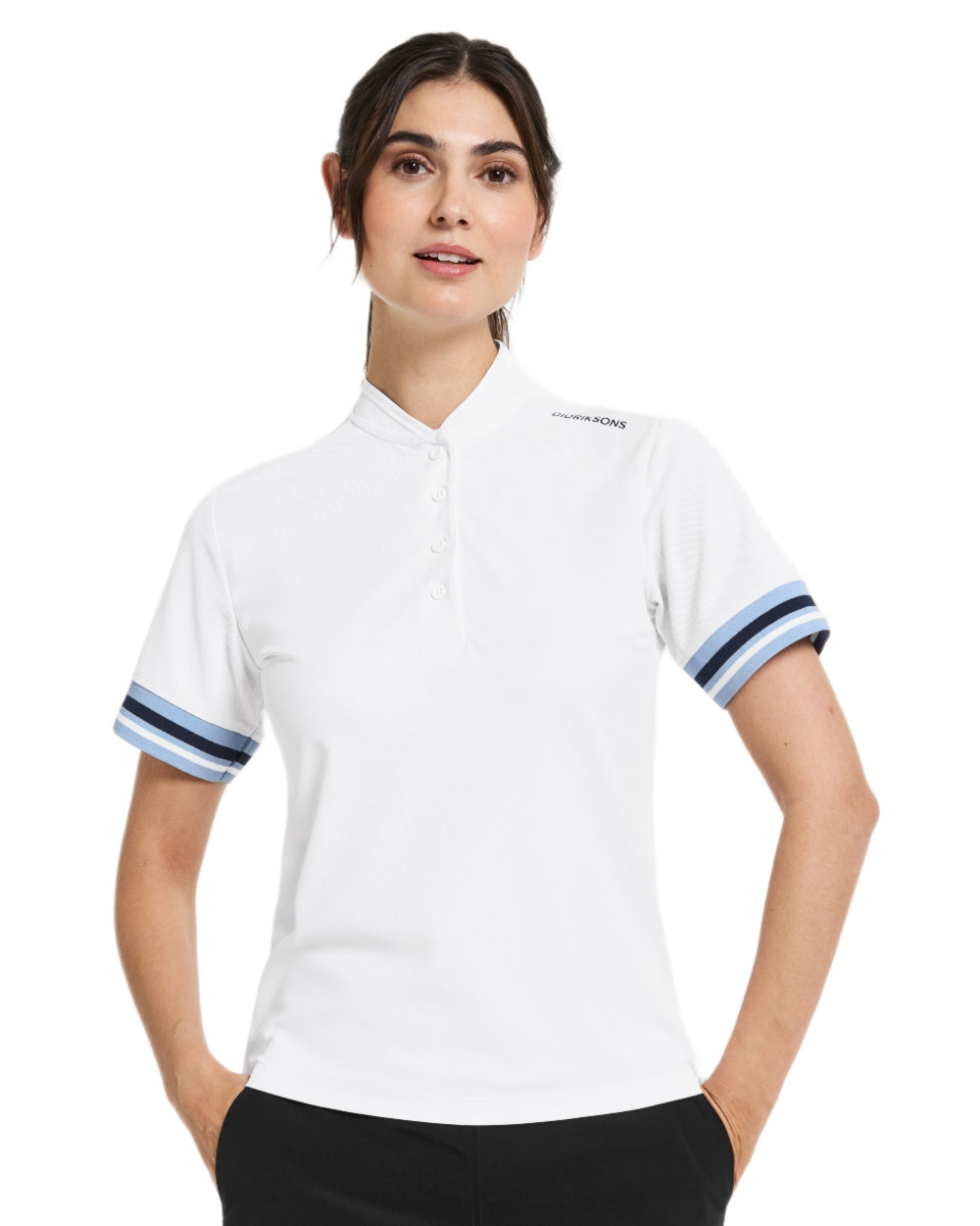 Snow White coloured Didriksons Womens Patty Polo T-Shirt on white background