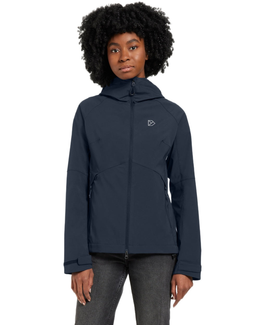 Dark Night Blue coloured Didriksons Womens Petra Jacket on white background