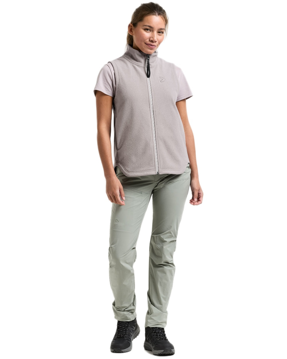 Sunrise Mist coloured Didriksons Womens Rim Windproof Vest on white background