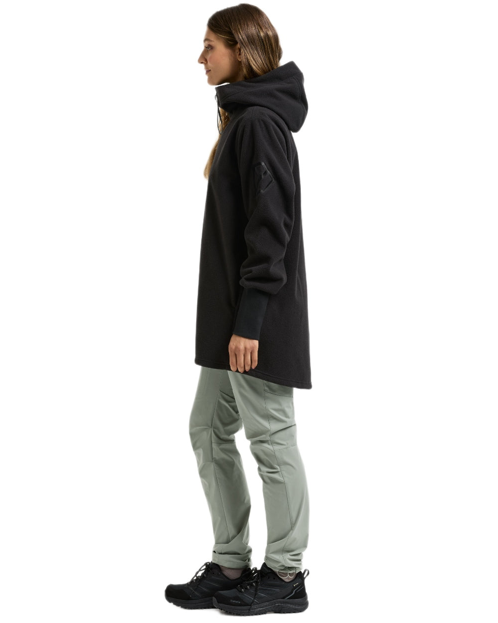 Black coloured Didriksons Womens Rinda Windproof Full-Zip Fleece on white background