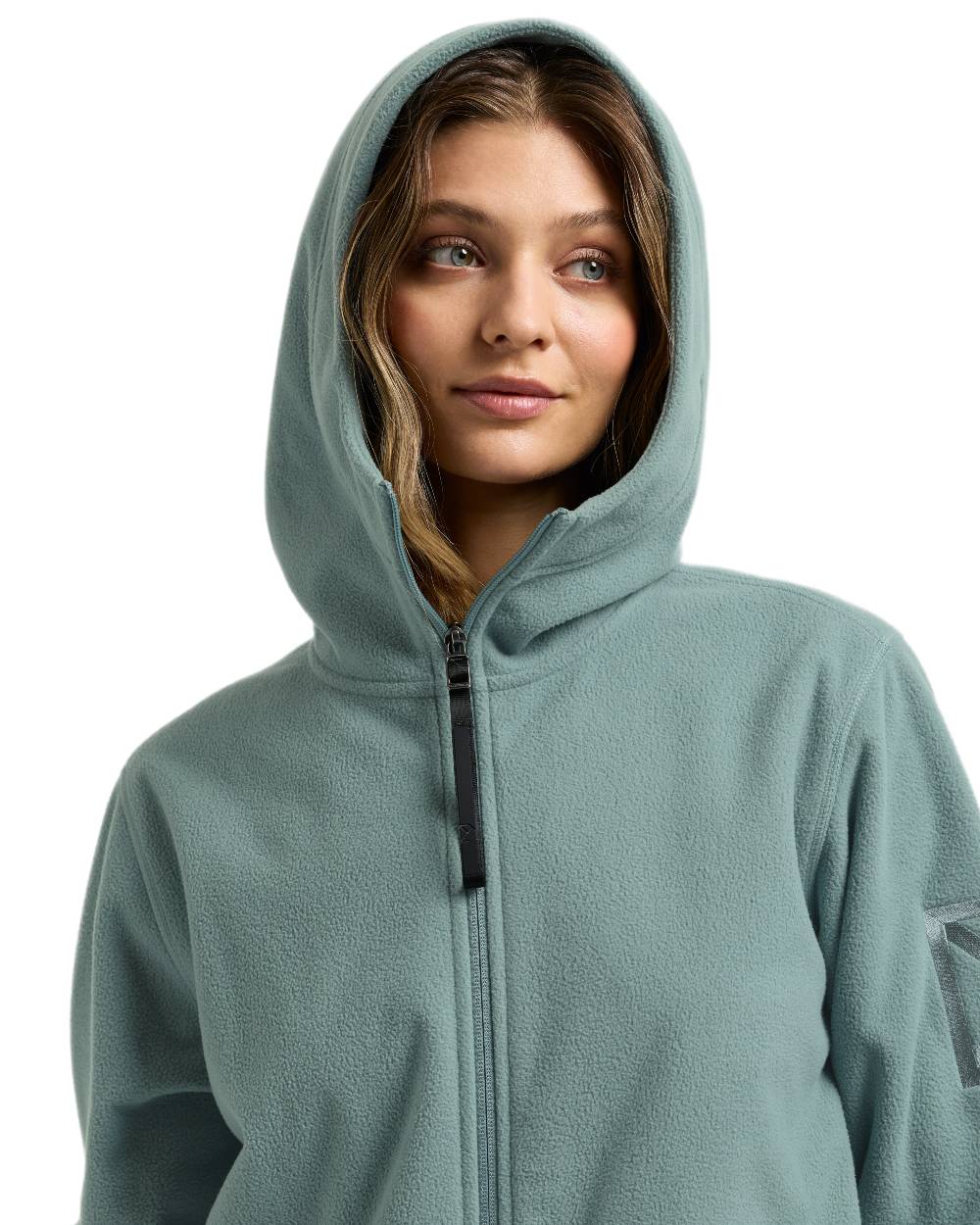 Factory Blue coloured Didriksons Womens Rinda Windproof Full-Zip Fleece on white background