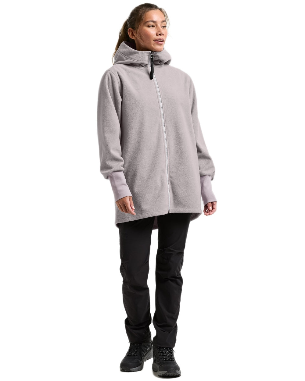 Sunrise Mist coloured Didriksons Womens Rinda Windproof Full-Zip Fleece on white background